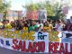 Na fotografii společná manifestace imigrantů s občany města Castel Volturno, 2014